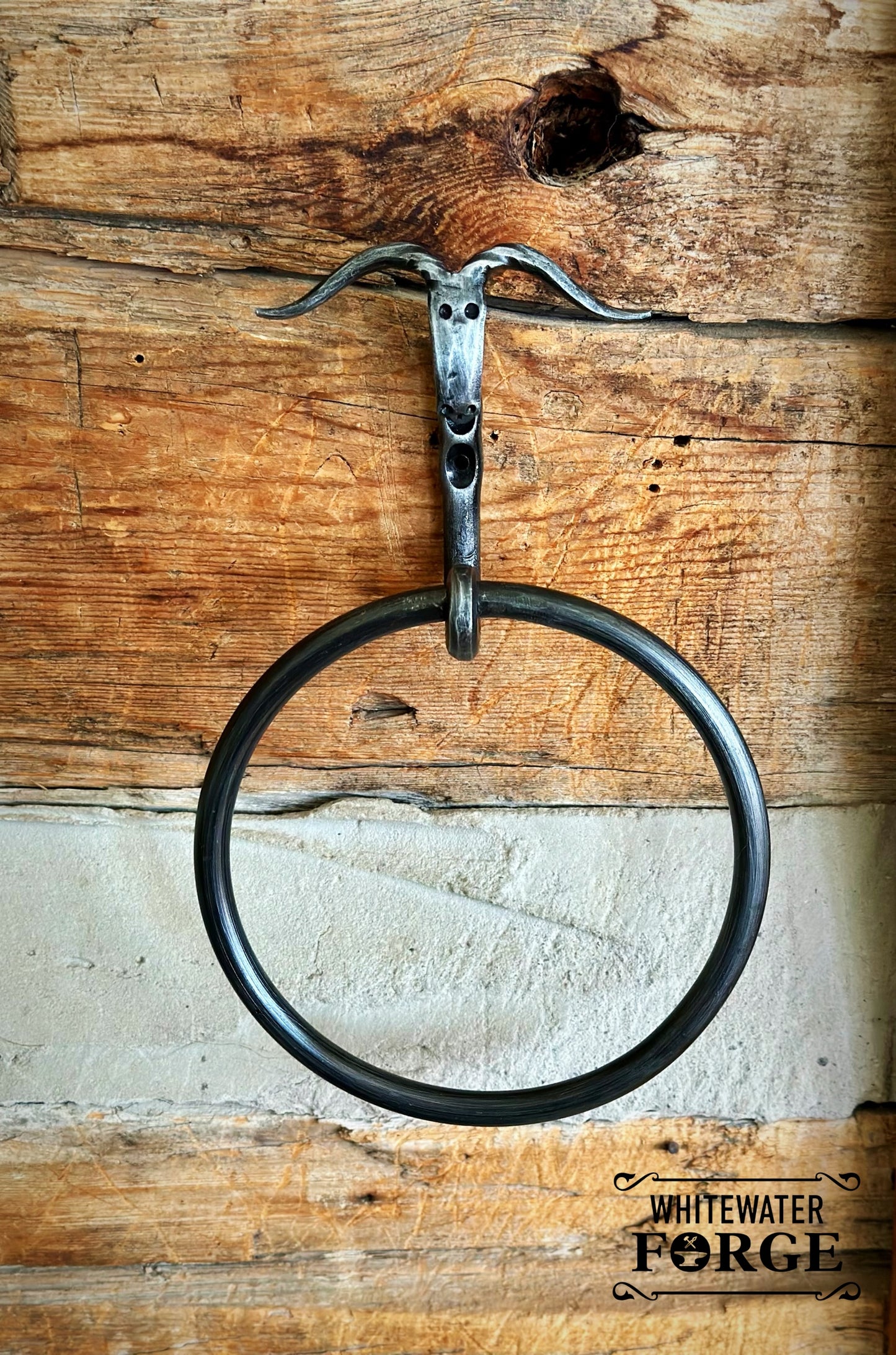 Hand Forged Cow Towel Ring