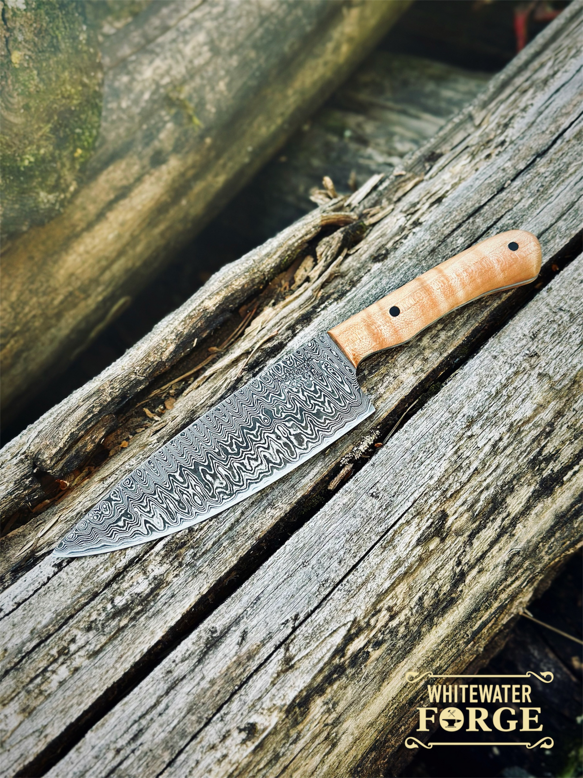 Ladder Pattern Damascus Chefs Knife